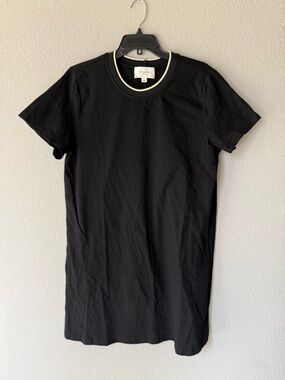 Pomander Place Black Tee Dress with Cream Contrast Neckline - 100% Cotton